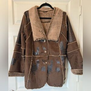 Brown Faux Fur Shearling Women's Coat